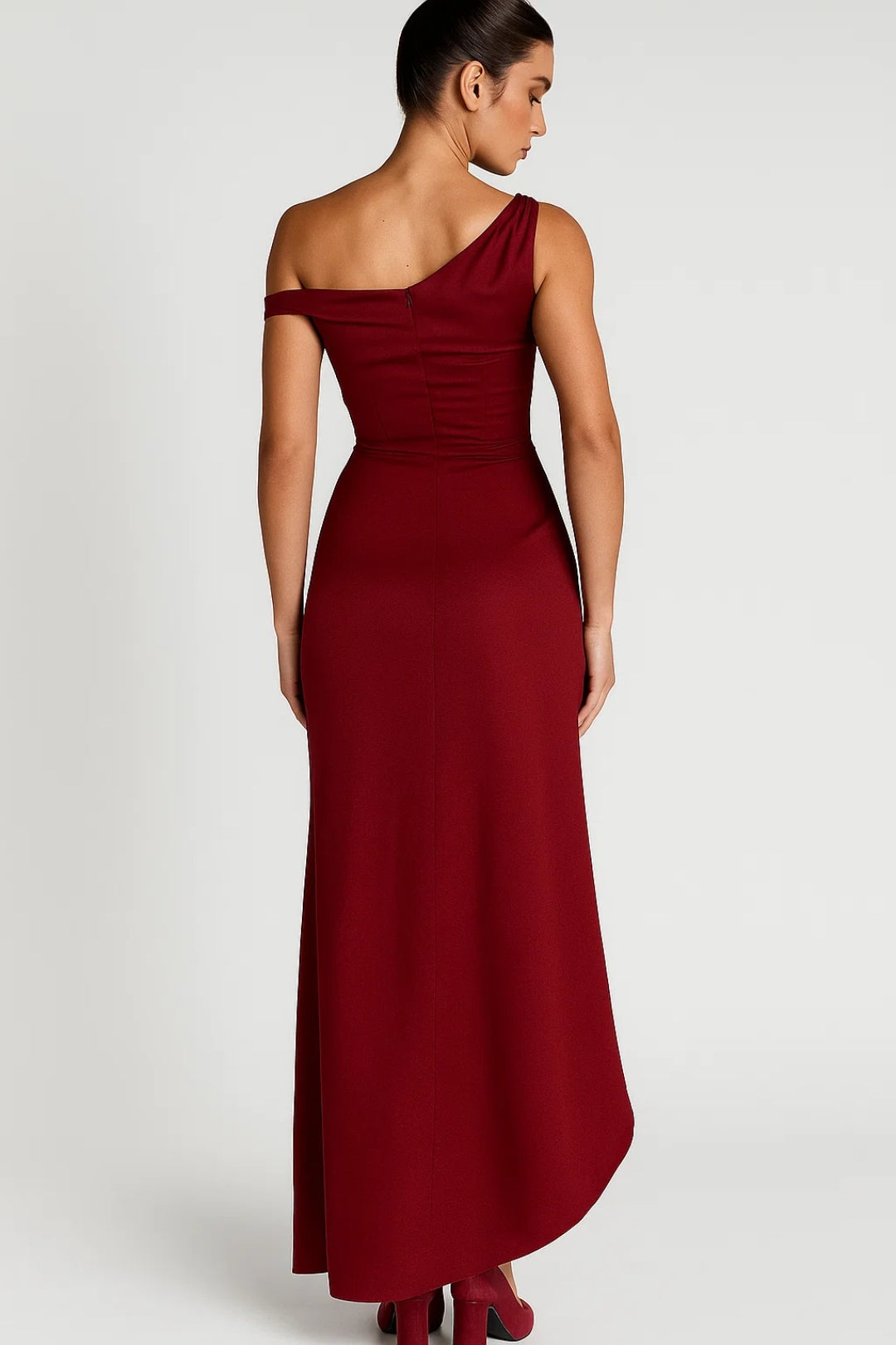 Asymmetrische Avondjurk | Elegante Drapering met Split | Lichtgewicht en Ademend