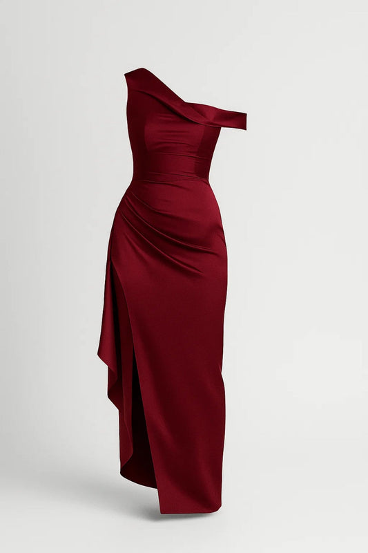Maxi Jurk Dames - One Shoulder met Split en Drapering | Elegant