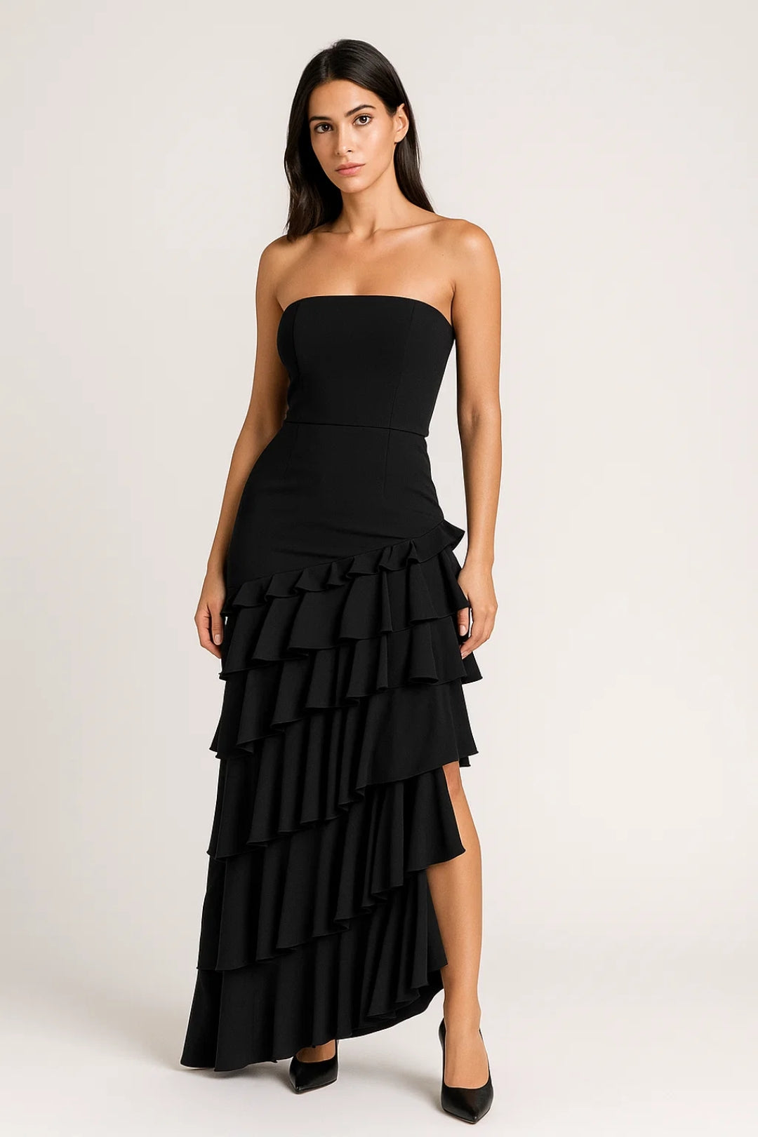 Asymmetrische Avondjurk | Strapless met Ruches | Lichtgewicht en Ademend