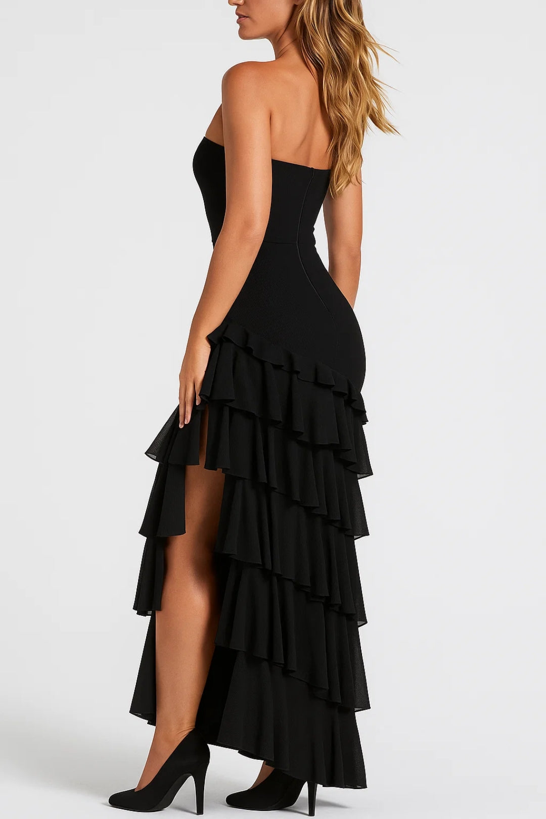 Asymmetrische Avondjurk | Strapless met Ruches | Lichtgewicht en Ademend