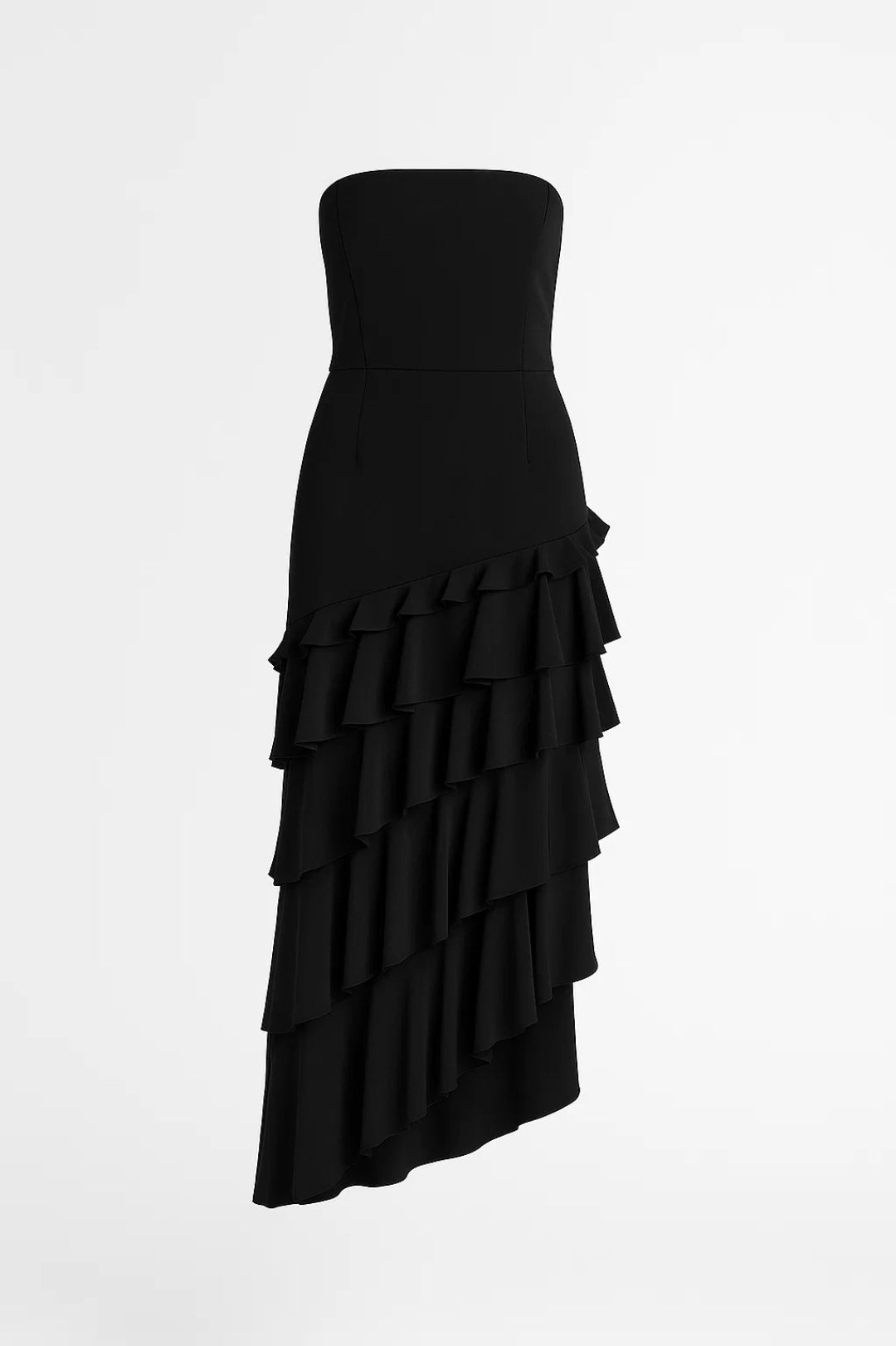 Asymmetrische Avondjurk | Strapless met Ruches | Lichtgewicht en Ademend