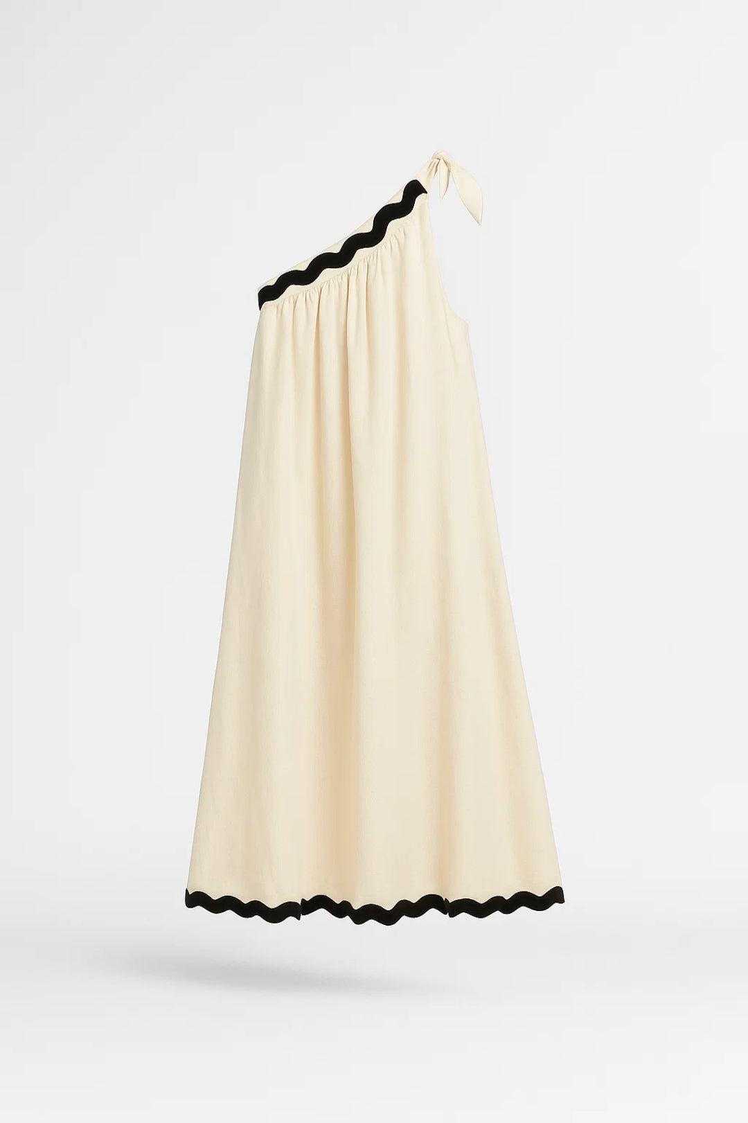 Asymmetrische Maxi Jurk | Eén-Schouder Design met Strik | Lichtgewicht en Ademend