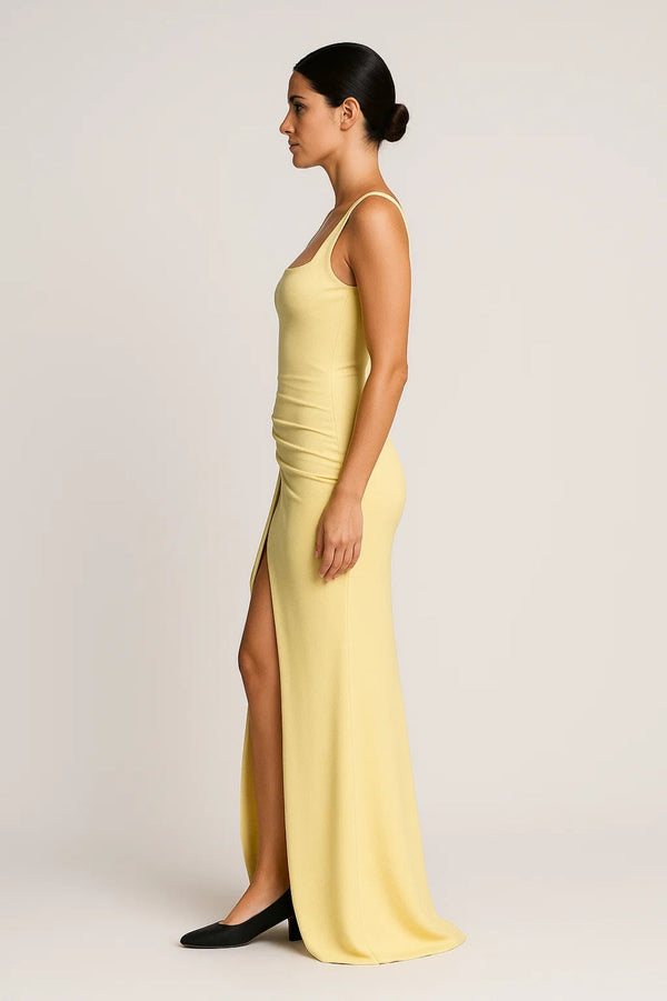 Maxi Jurk Dames - Strapless Look met Split | Elegant
