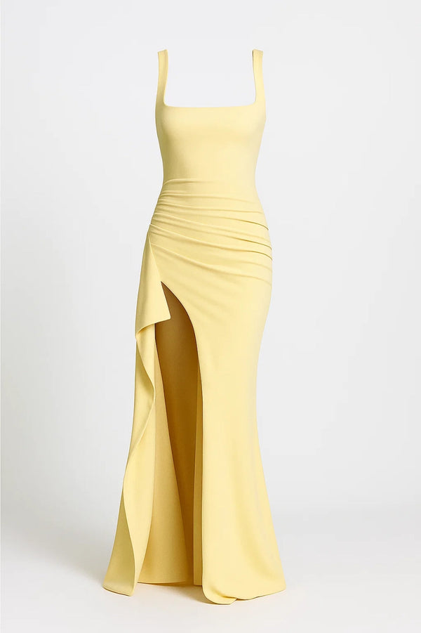 Maxi Jurk Dames - Strapless Look met Split | Elegant