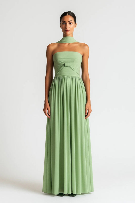 Avondjurk met Chique Detail | Strapless Lange Jurk | Lichtgewicht en Ademend