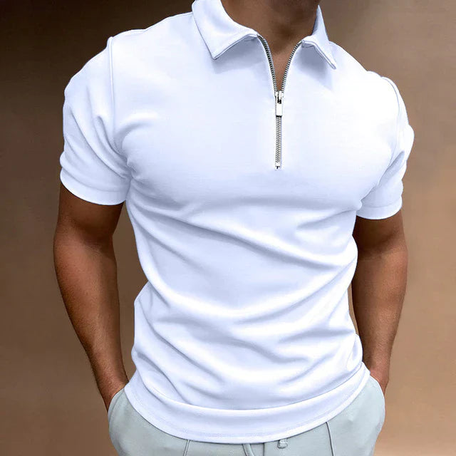 Bas - Casual Heren Polo met Ritskraag en Korte Mouwen