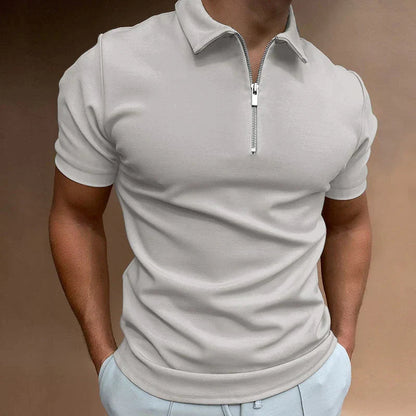 Bas - Casual Heren Polo met Ritskraag en Korte Mouwen