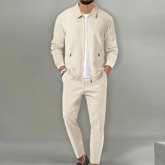 Bas - Heren Loungewear Set Casual Smart met Ritssluiting en Kraag