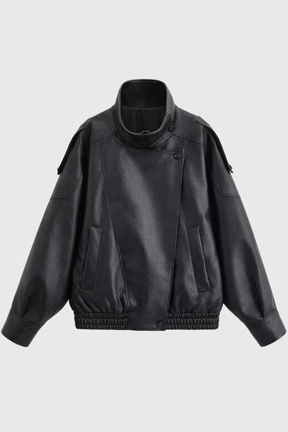 Biker Jas Dames - Oversized Model met Opstaande Kraag