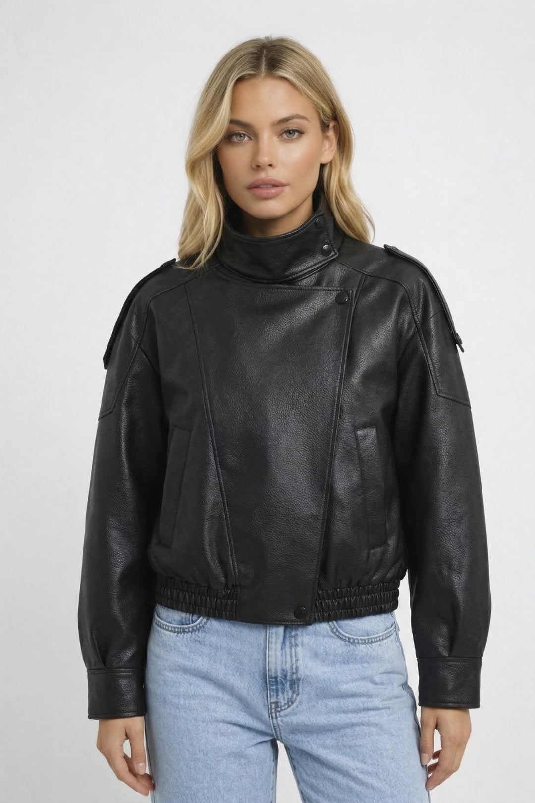 Biker Jas Dames - Oversized Model met Opstaande Kraag