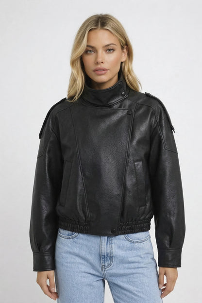 Biker Jas Dames - Oversized Model met Opstaande Kraag