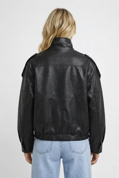 Biker Jas Dames - Oversized Model met Opstaande Kraag