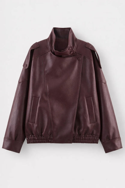 Biker Jas Dames - Oversized Model met Opstaande Kraag