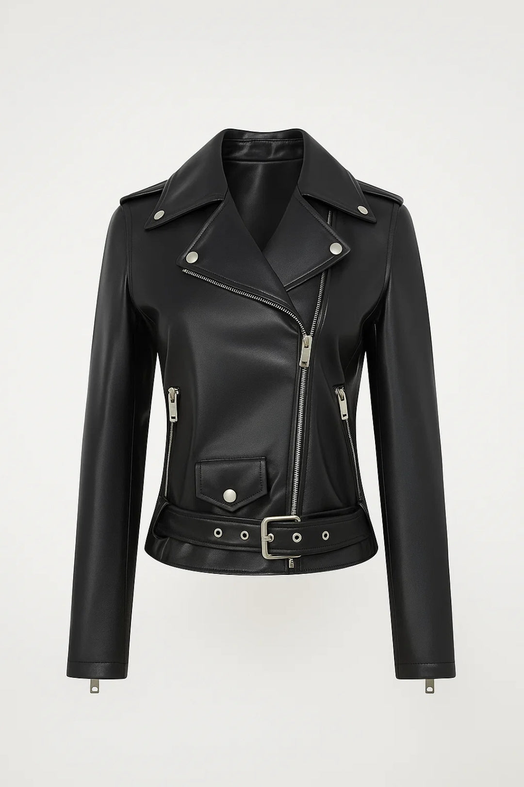 Bikerjack Dames | Asymmetrische Rits en Tailleband | Stoer en Tijdloos