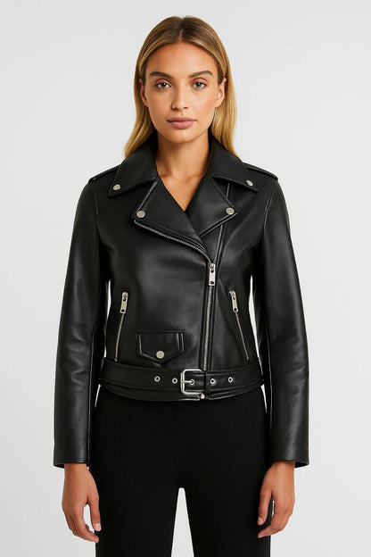 Bikerjack Dames | Asymmetrische Rits en Tailleband | Stoer en Tijdloos