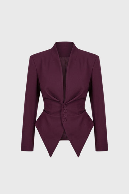 Blazer Dames - Getailleerde Peplum Snit met Diepe V-hals | Elegant