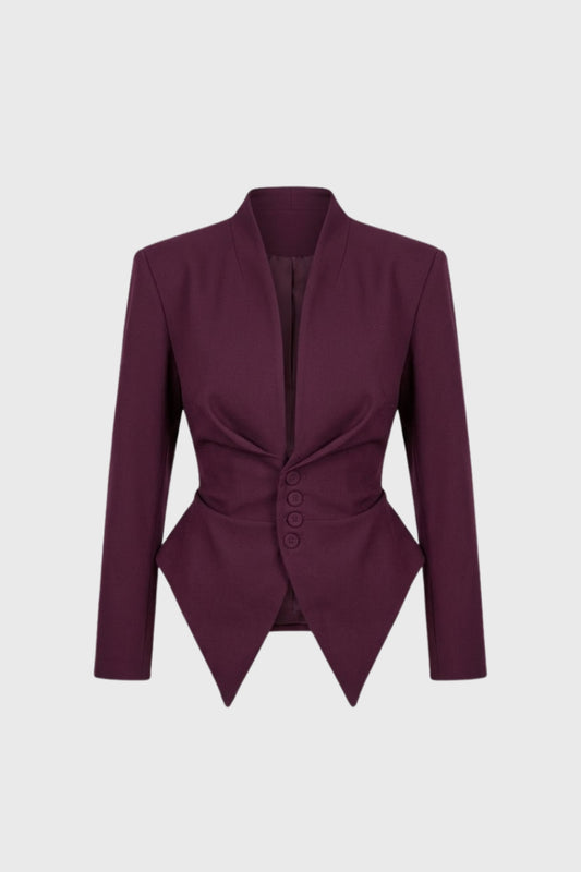 Blazer Dames - Getailleerde Peplum Snit met Diepe V-hals | Elegant