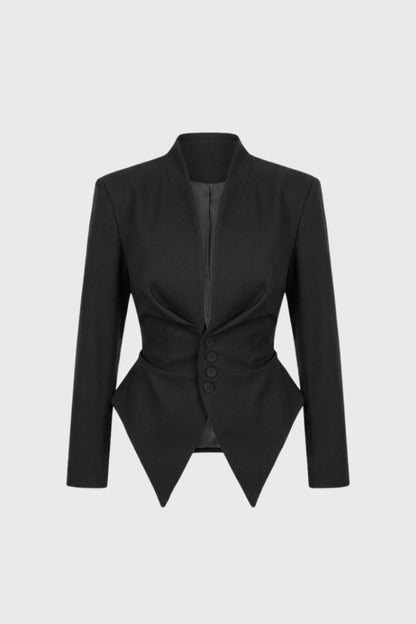 Blazer Dames - Getailleerde Peplum Snit met Diepe V-hals | Elegant