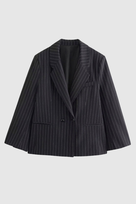 Blazer Dames - Oversized Krijgstreep met Dubbele Knopen | Elegant