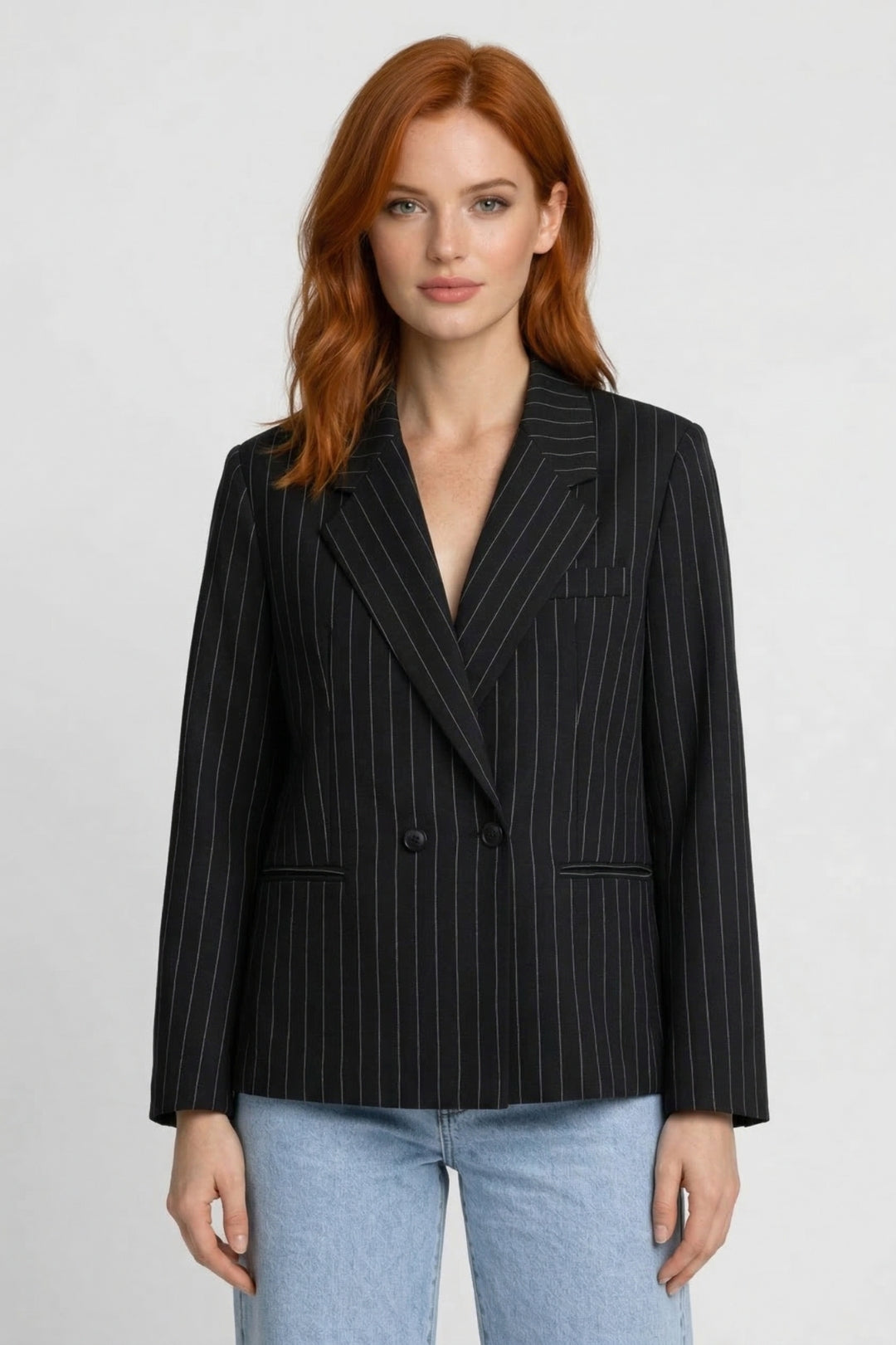 Blazer Dames - Oversized Krijgstreep met Dubbele Knopen | Elegant