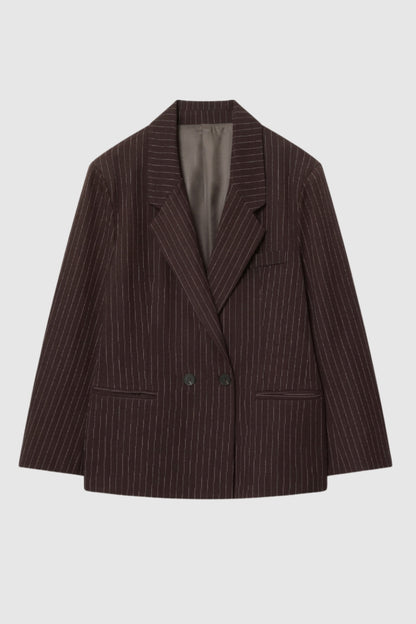 Blazer Dames - Oversized Krijgstreep met Dubbele Knopen | Elegant