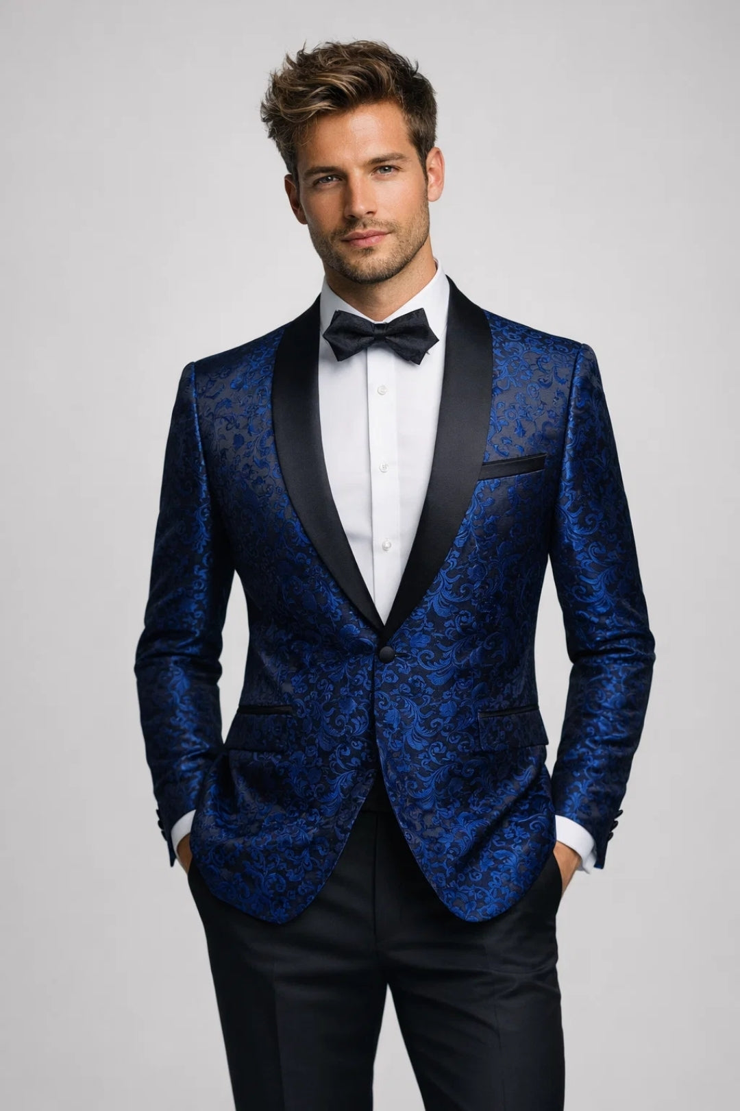 Blazer Heren - Smoking Jasje met Sjaalkraag en Bloemenprint | Elegant