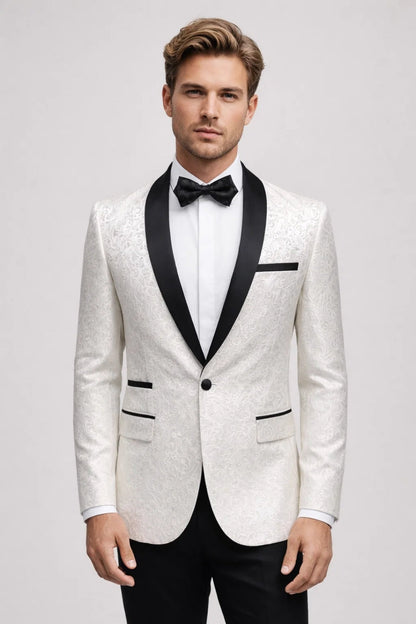 Blazer Heren - Smoking Jasje met Sjaalkraag en Bloemenprint | Elegant