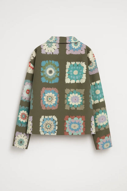 Bloemenprint Jas | Korte Damesjas met Knoopsluiting | Comfortabele Pasvorm