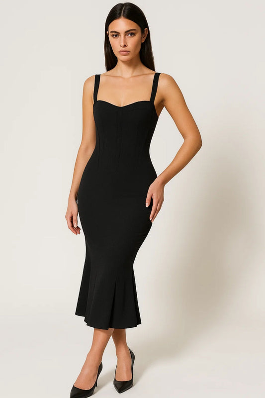 Bodycon Midi Jurk | Figuurvolgend Model met Uitlopende Zoom | Lichtgewicht en Ademend