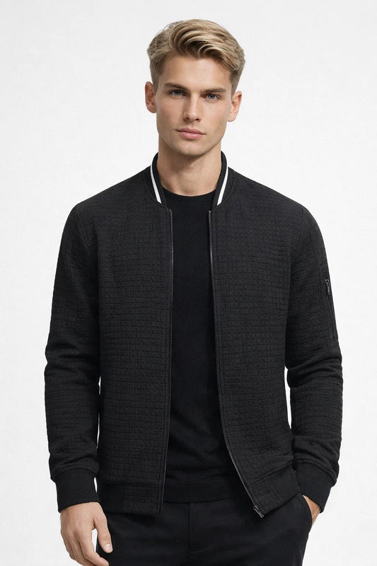 Bomberjack Heren - Slim Fit Jack met Ruitpatroon en Contrasterende Bies | Casual