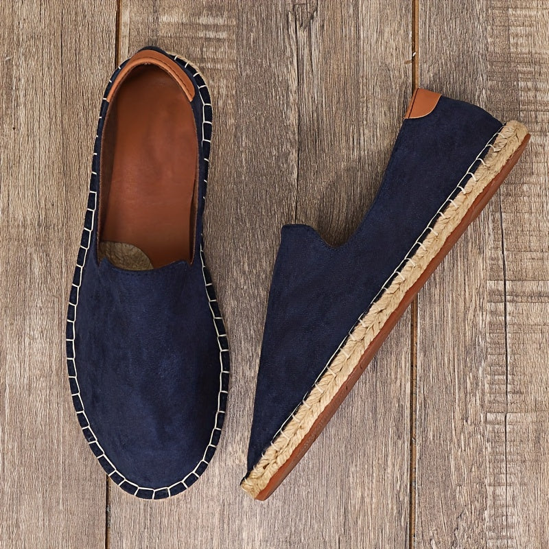Bram - Boho Linnen Loafers Heren met Canvas Bovenwerk en Gevlochten Zoolrand