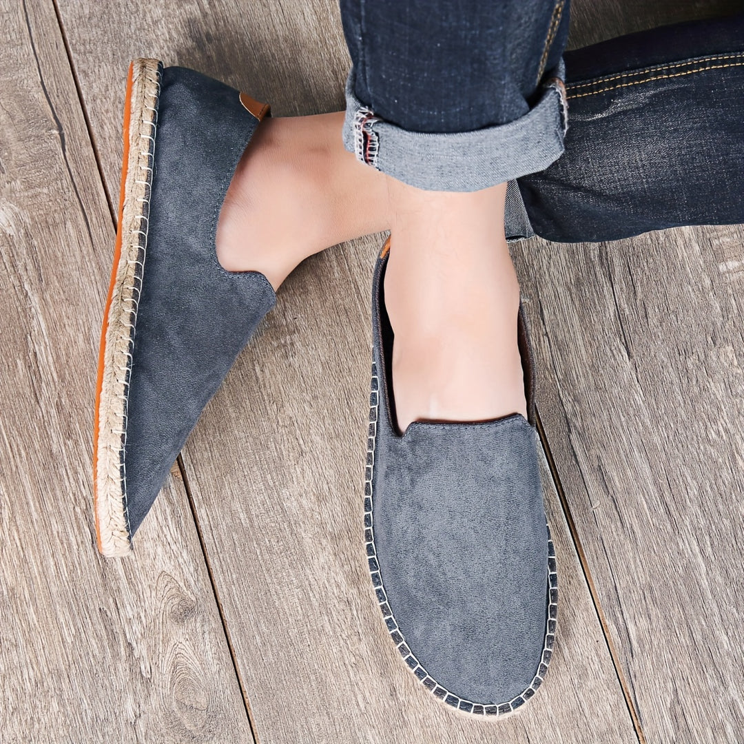 Bram - Boho Linnen Loafers Heren met Canvas Bovenwerk en Gevlochten Zoolrand