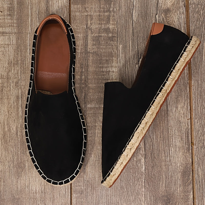 Bram - Boho Linnen Loafers Heren met Canvas Bovenwerk en Gevlochten Zoolrand