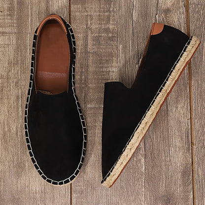 Bram - Boho Linnen Loafers Heren met Canvas Bovenwerk en Gevlochten Zoolrand