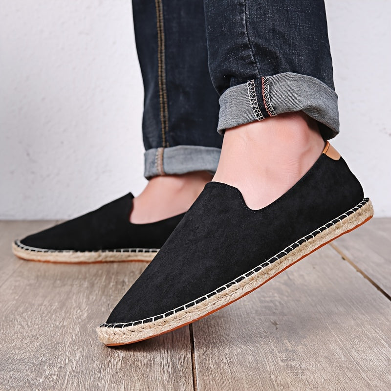 Bram - Boho Linnen Loafers Heren met Canvas Bovenwerk en Gevlochten Zoolrand