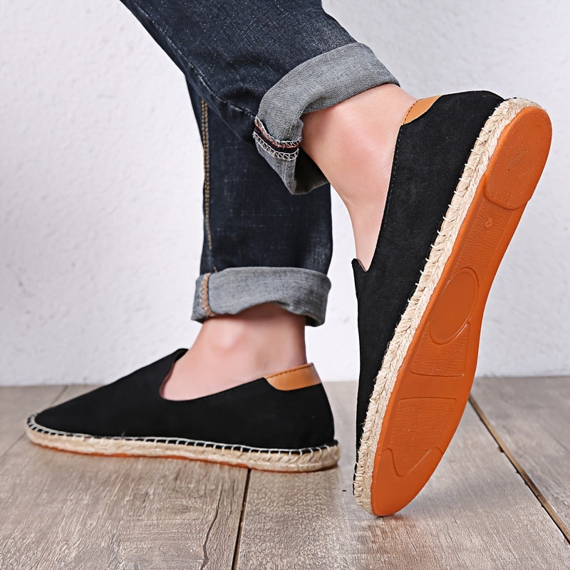 Bram - Boho Linnen Loafers Heren met Canvas Bovenwerk en Gevlochten Zoolrand