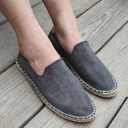 Bram - Boho Linnen Loafers Heren met Canvas Bovenwerk en Gevlochten Zoolrand
