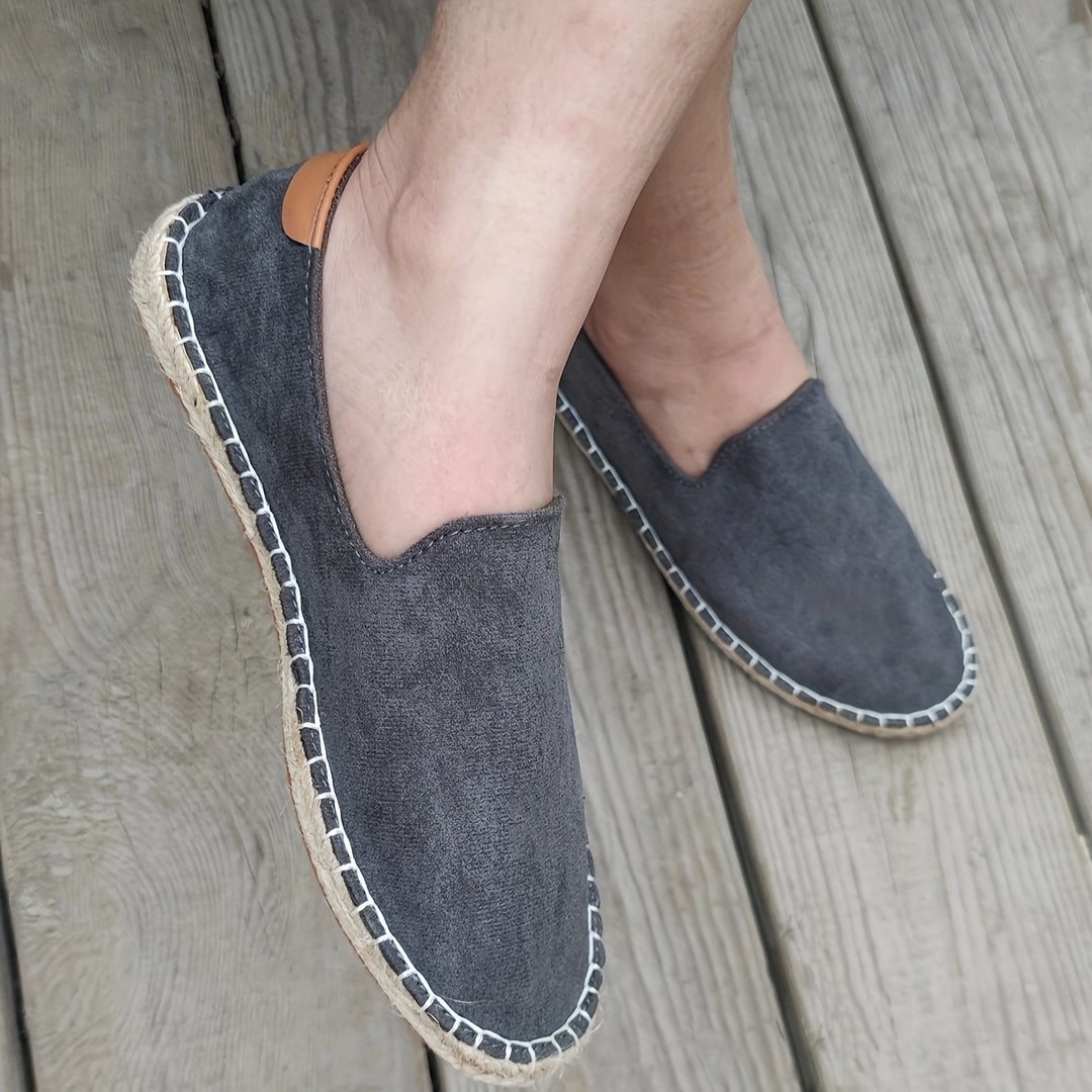 Bram - Boho Linnen Loafers Heren met Canvas Bovenwerk en Gevlochten Zoolrand