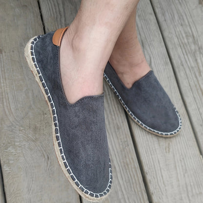 Bram - Boho Linnen Loafers Heren met Canvas Bovenwerk en Gevlochten Zoolrand