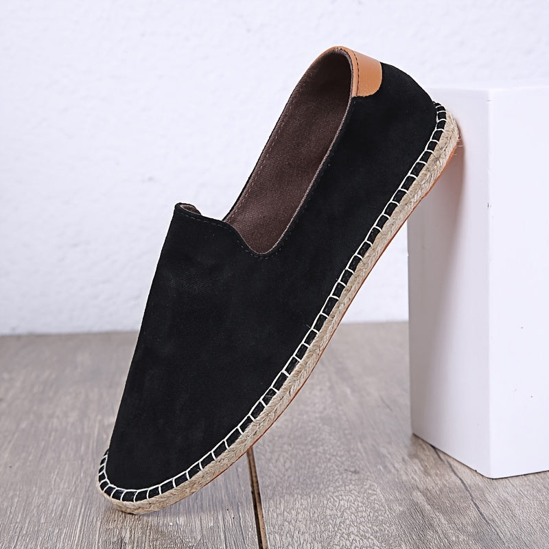 Bram - Boho Linnen Loafers Heren met Canvas Bovenwerk en Gevlochten Zoolrand