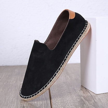 Bram - Boho Linnen Loafers Heren met Canvas Bovenwerk en Gevlochten Zoolrand