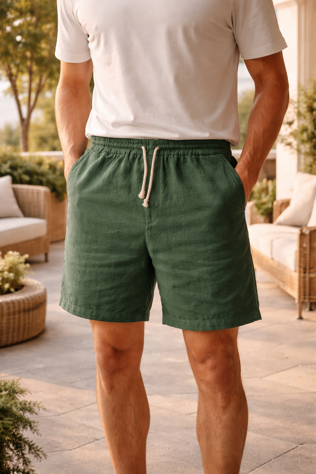 Bram - Casual Linnen Korte Broek Heren met Elastische Taille en Trekkoord