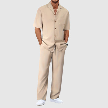 Bram - Casual Zomerset Heren met Overhemd en Bijpassende Broek voor Zomerse Dagen