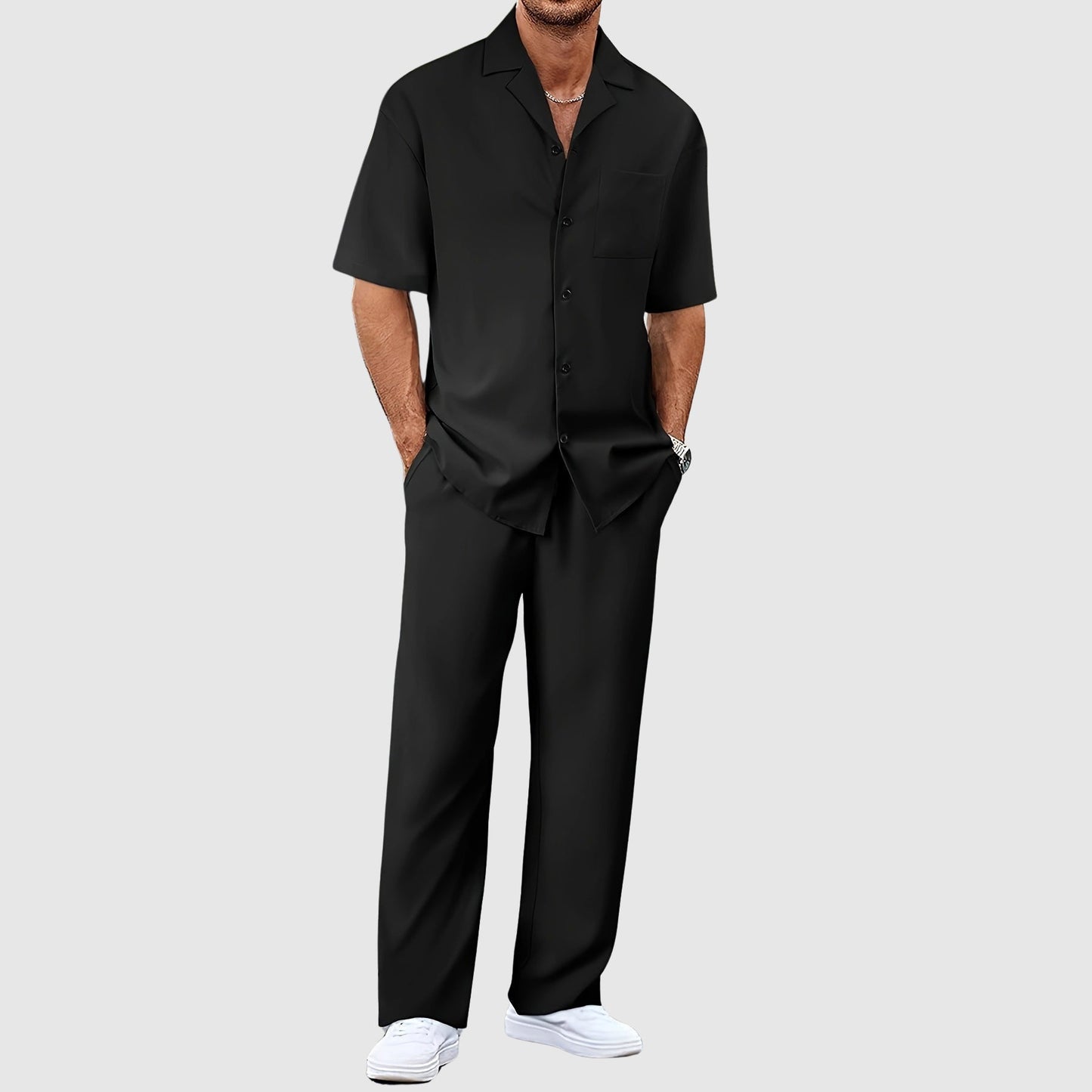 Bram - Casual Zomerset Heren met Overhemd en Bijpassende Broek voor Zomerse Dagen