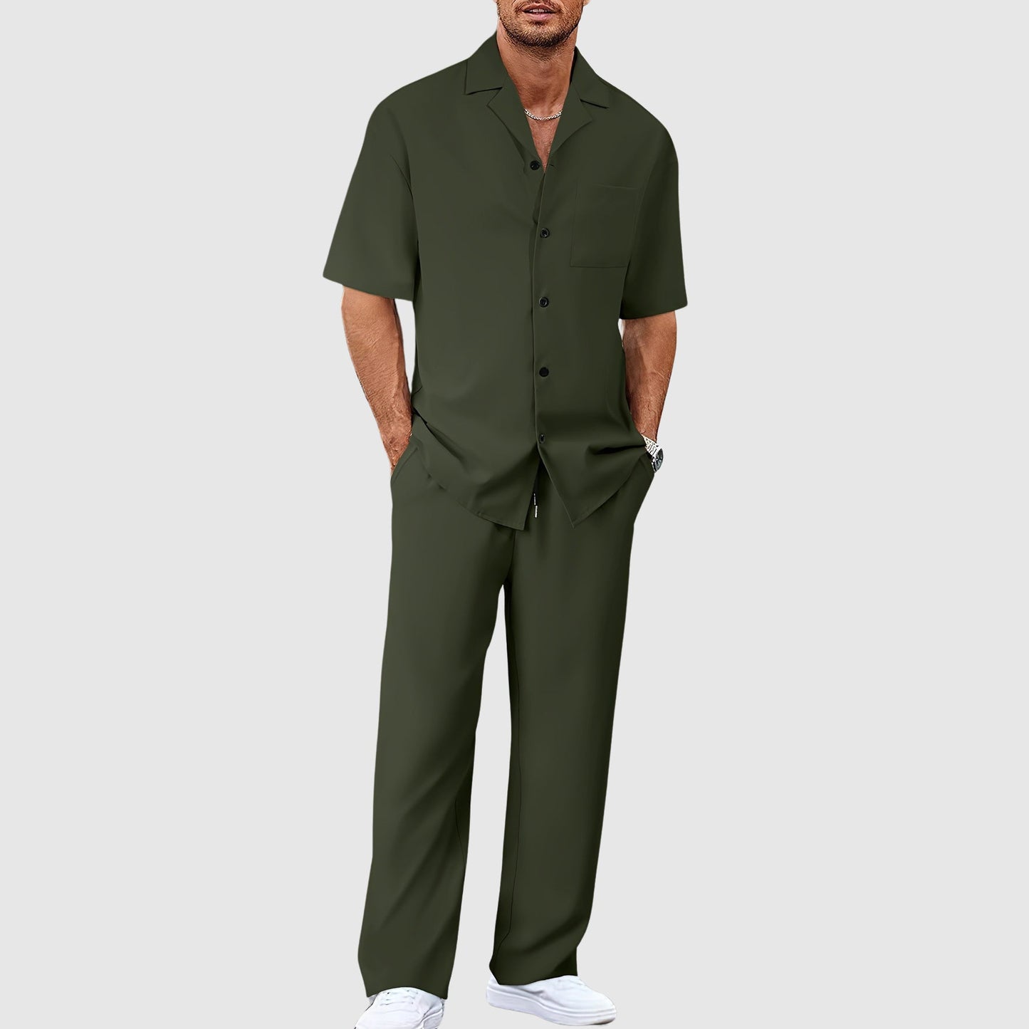 Bram - Casual Zomerset Heren met Overhemd en Bijpassende Broek voor Zomerse Dagen