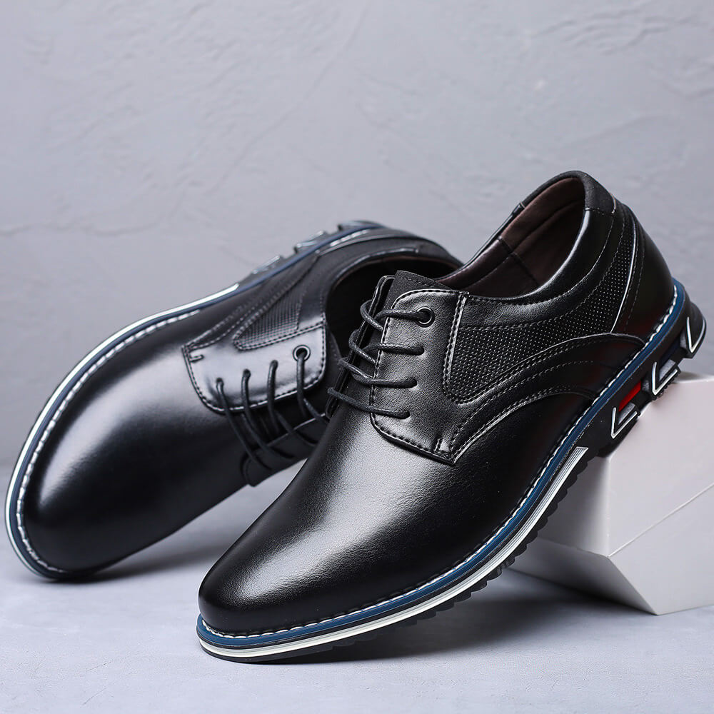 Bram - Heren Comfort Schoenen met Vetersluiting en Gestikte Details