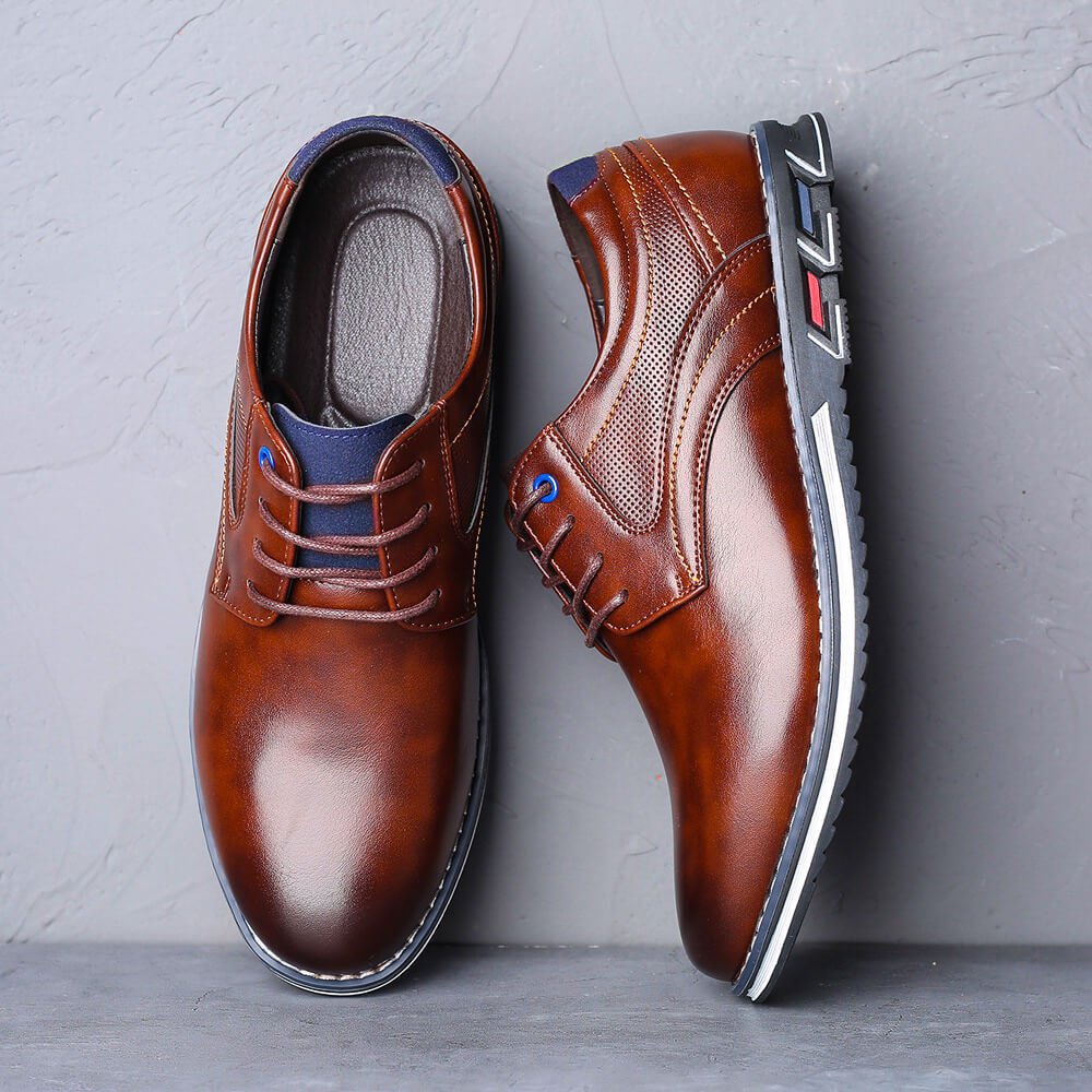 Bram - Heren Comfort Schoenen met Vetersluiting en Gestikte Details