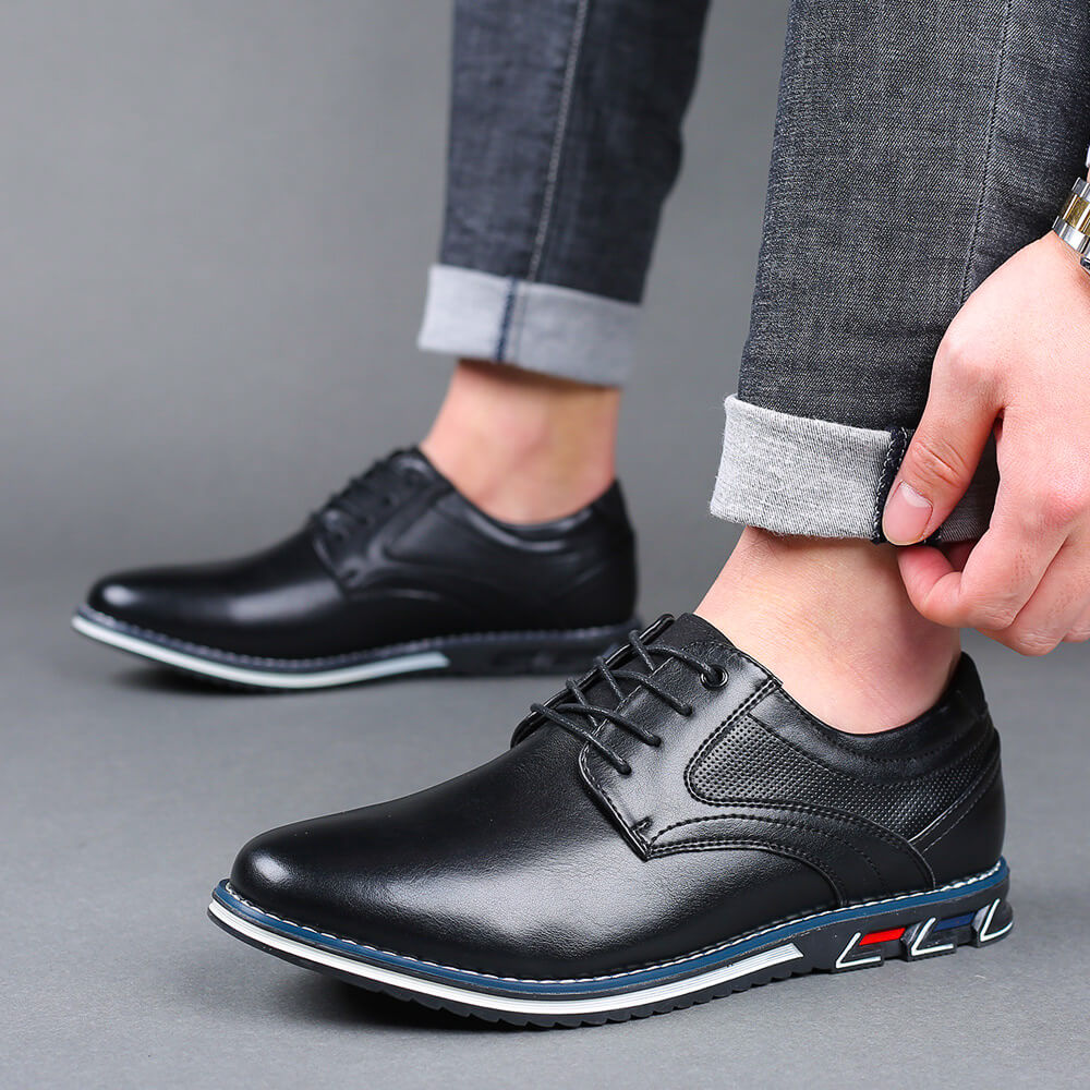 Bram - Heren Comfort Schoenen met Vetersluiting en Gestikte Details