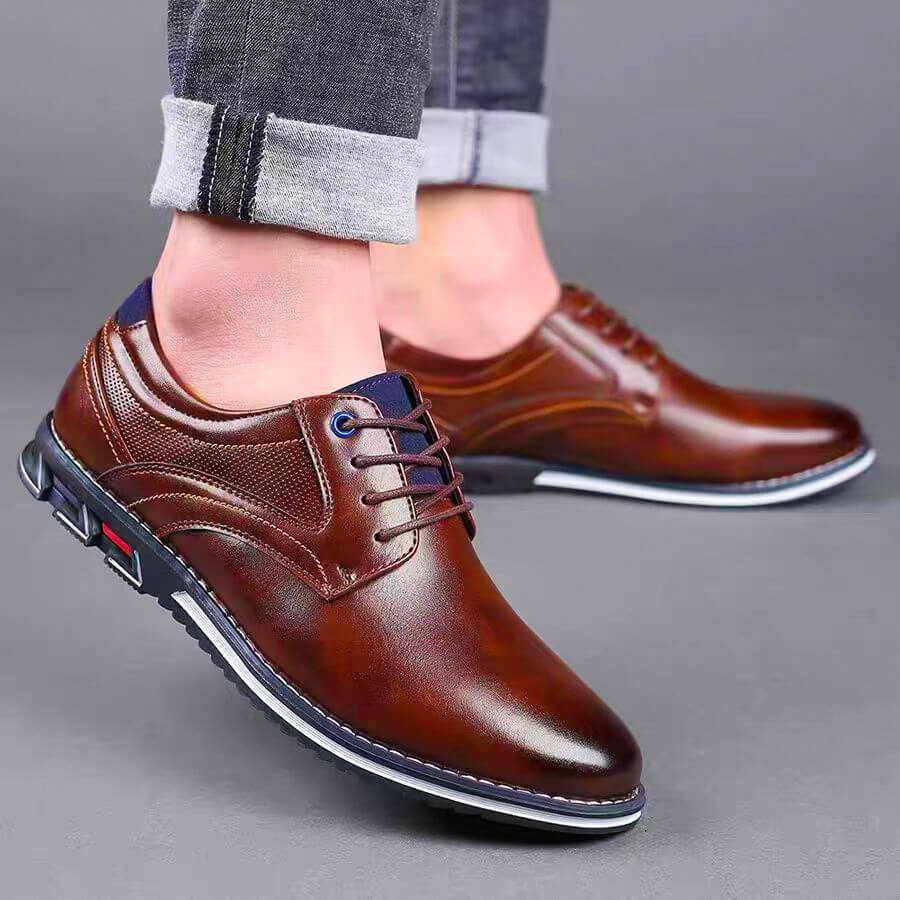 Bram - Heren Comfort Schoenen met Vetersluiting en Gestikte Details