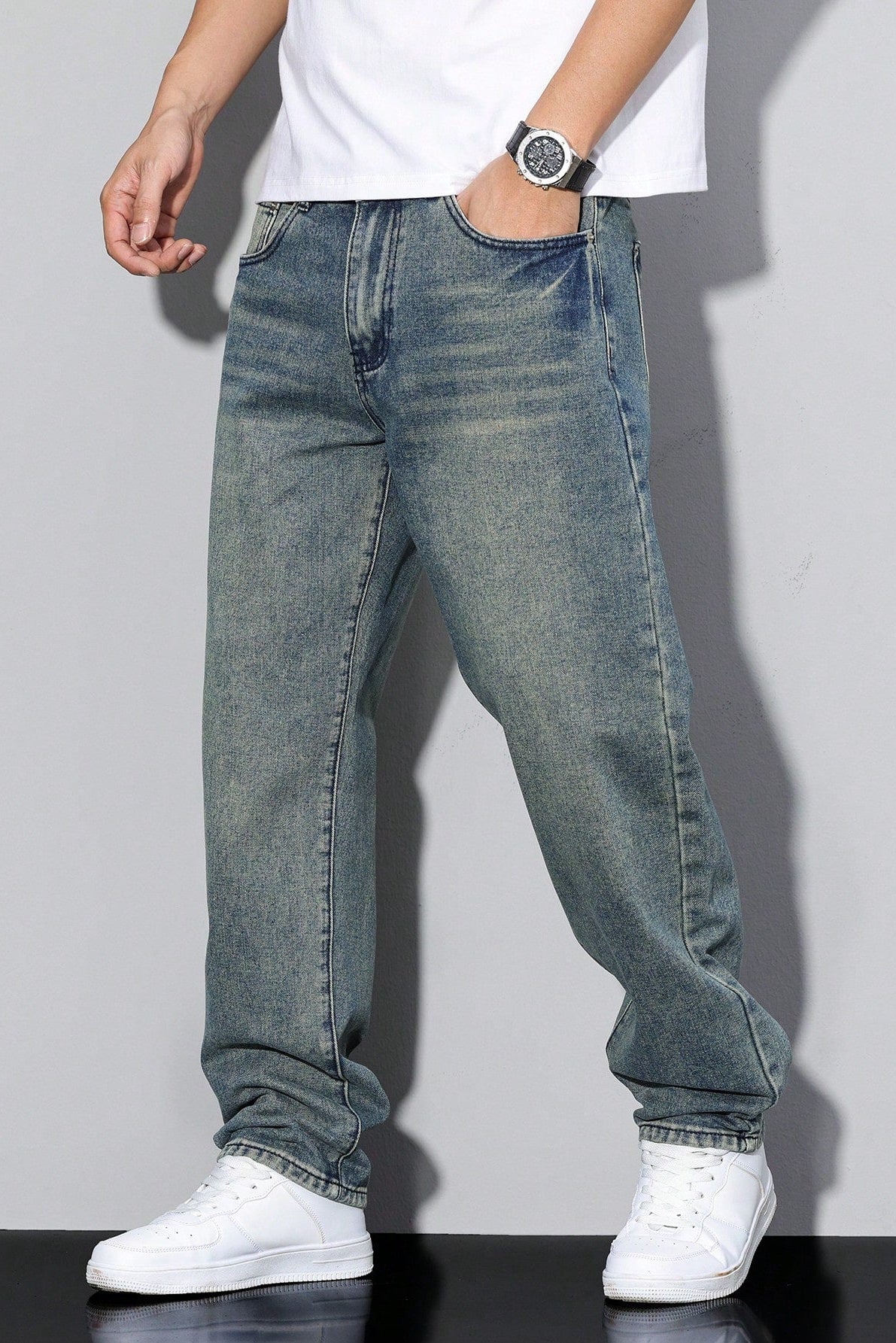 Bram - Heren Jeans Loose Fit Denim Stijl met Stoere Wassing
